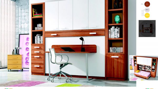 cama abatible en dormitorio juvenil