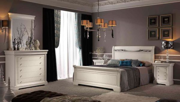 Dormitorio Desiré Blanco sofisticado con cabecero y pie